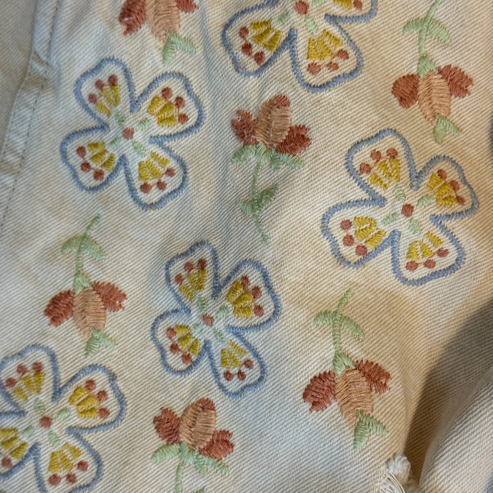 We The Free Blue and Yellow Flare Jeans with Floral Embroidery Size 25 - Picture 8 of 14